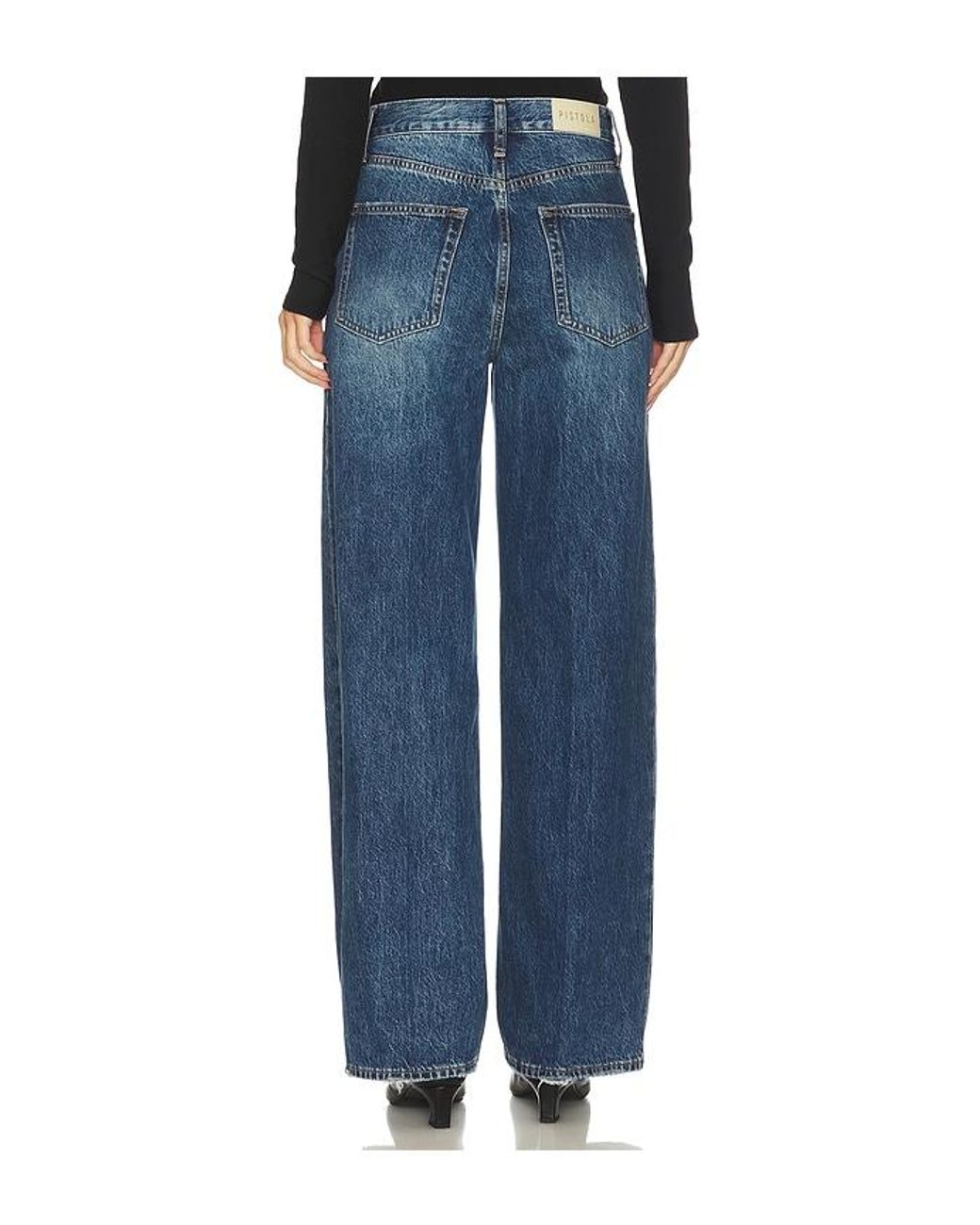 Pistola Blue Tate High Rise Bowed Wide Jeans