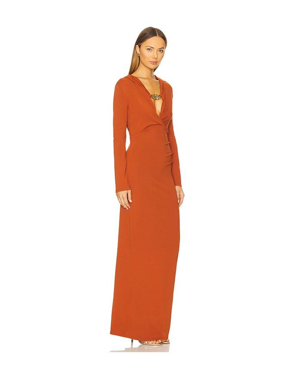 GIUSEPPE DI MORABITO Orange Long Sleeve Maxi Dress