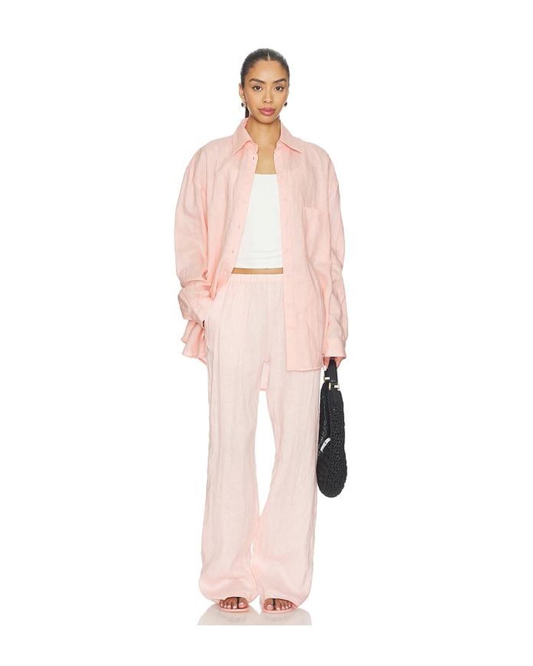 AEXAE Pink Linen Woven Shirt