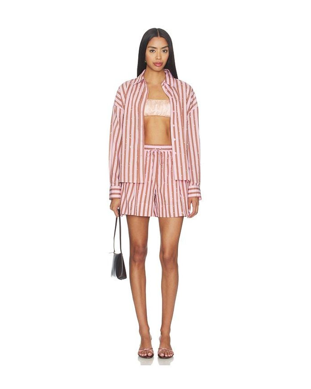 Essentiel Antwerp Pink Jeeuw Rhinestone Mini Shorts