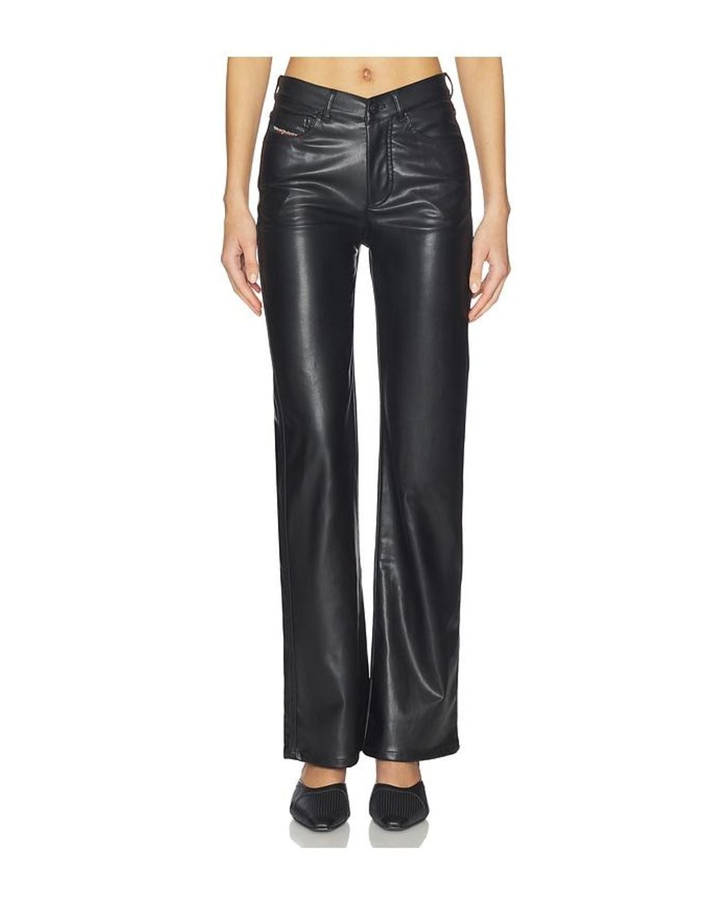 DIESEL Black Plain Leather Pant