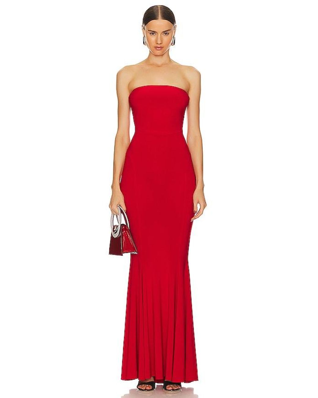 Norma Kamali Red Strapless Fishtail Gown