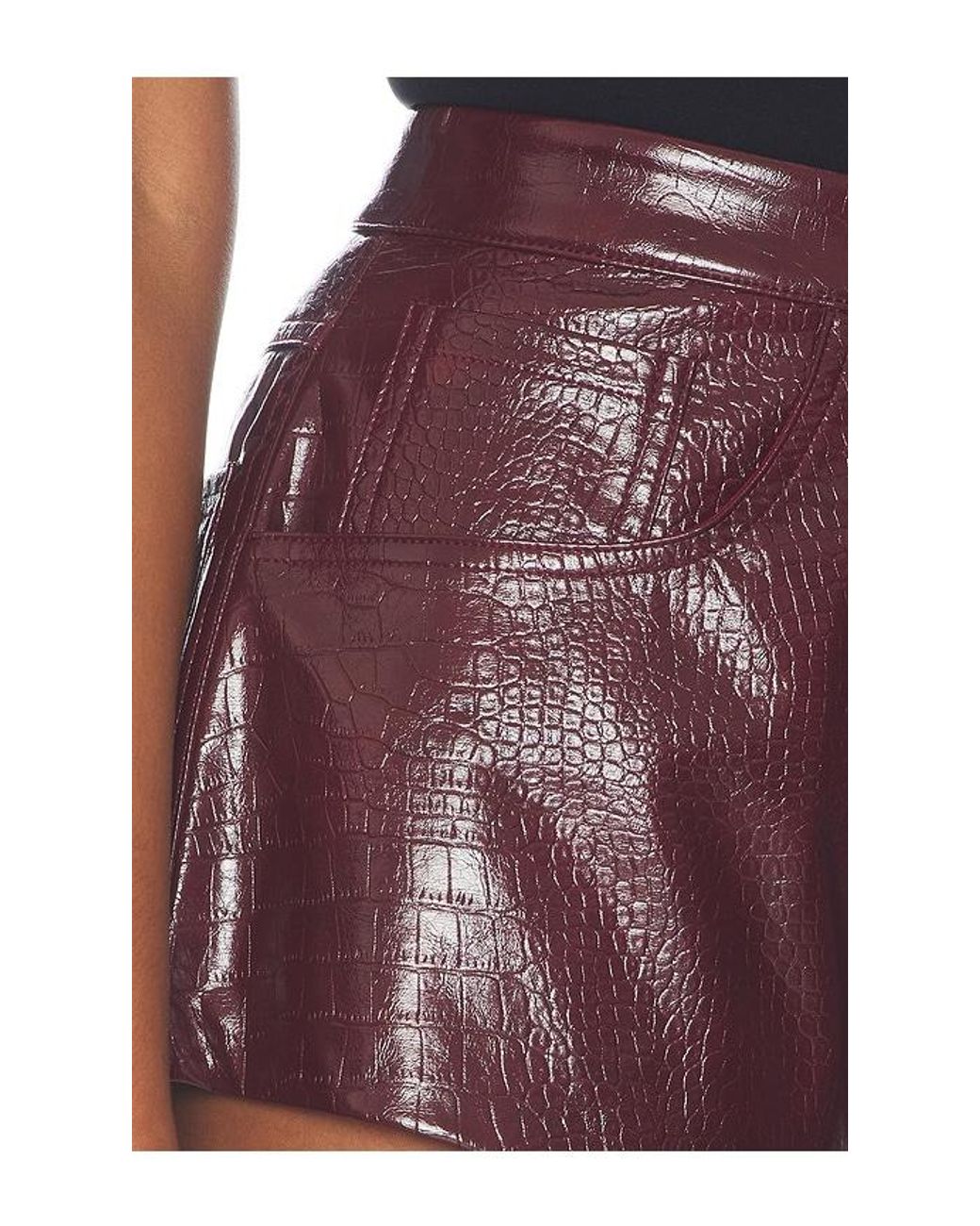 Bronx and Banco Red Faux Leather Croc Embossed Shorts