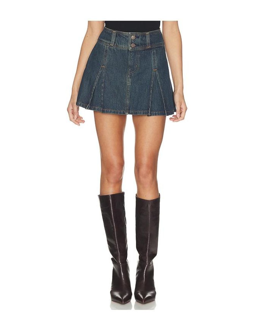 Levi's Blue Inverted Pleat Mini Skirt
