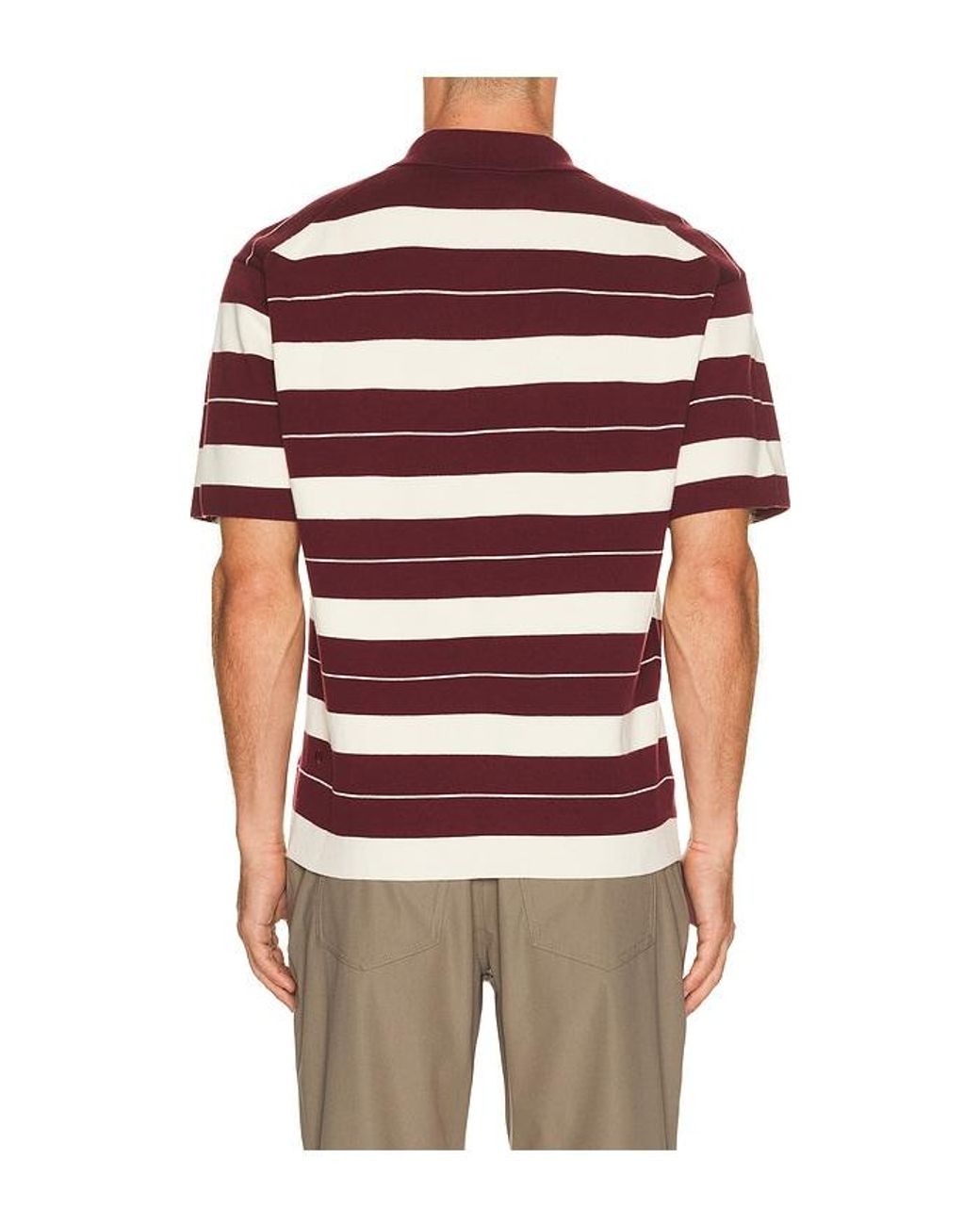 lululemon athletica Red Knit Stripe Short Sleeve Polo Shirt for men