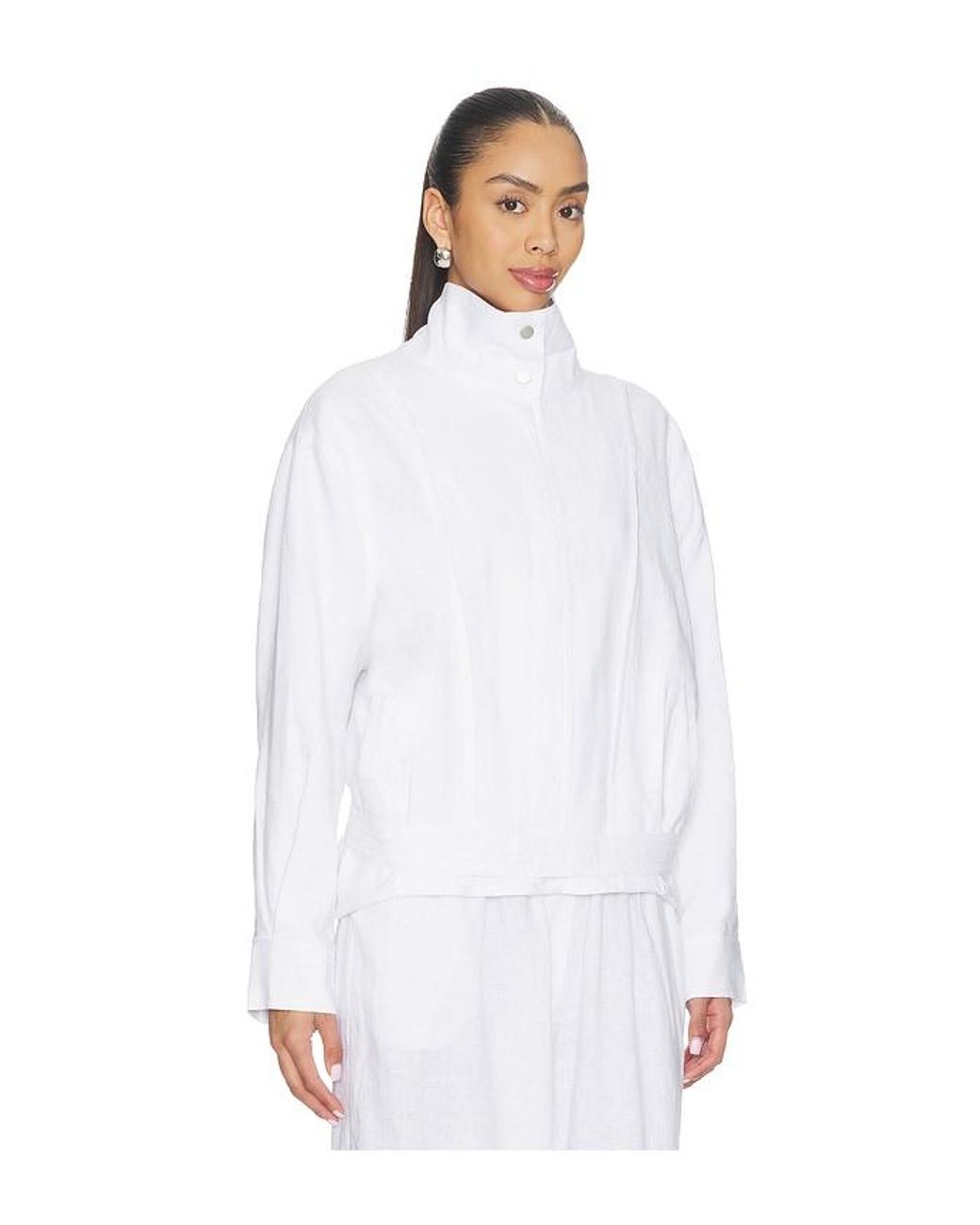 AEXAE White Linen Bomber Jacket