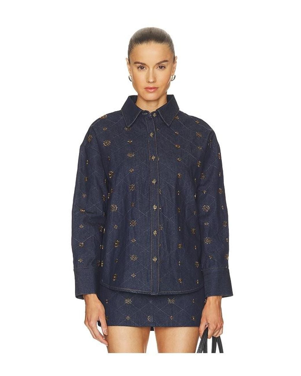 Line & Dot Blue Attina Shacket