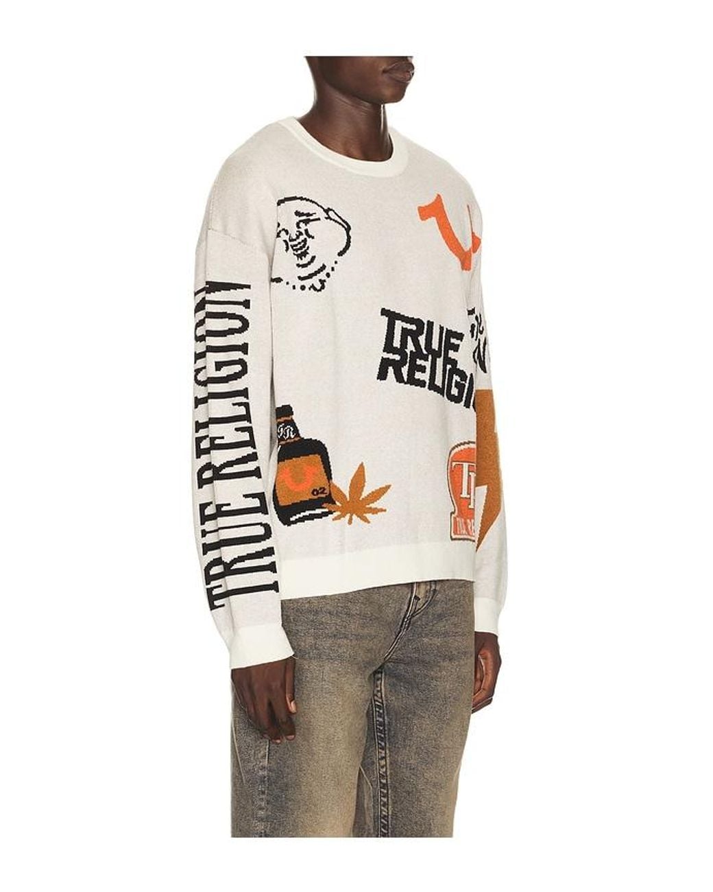 True Religion Blue Multi Logo Sweater for men