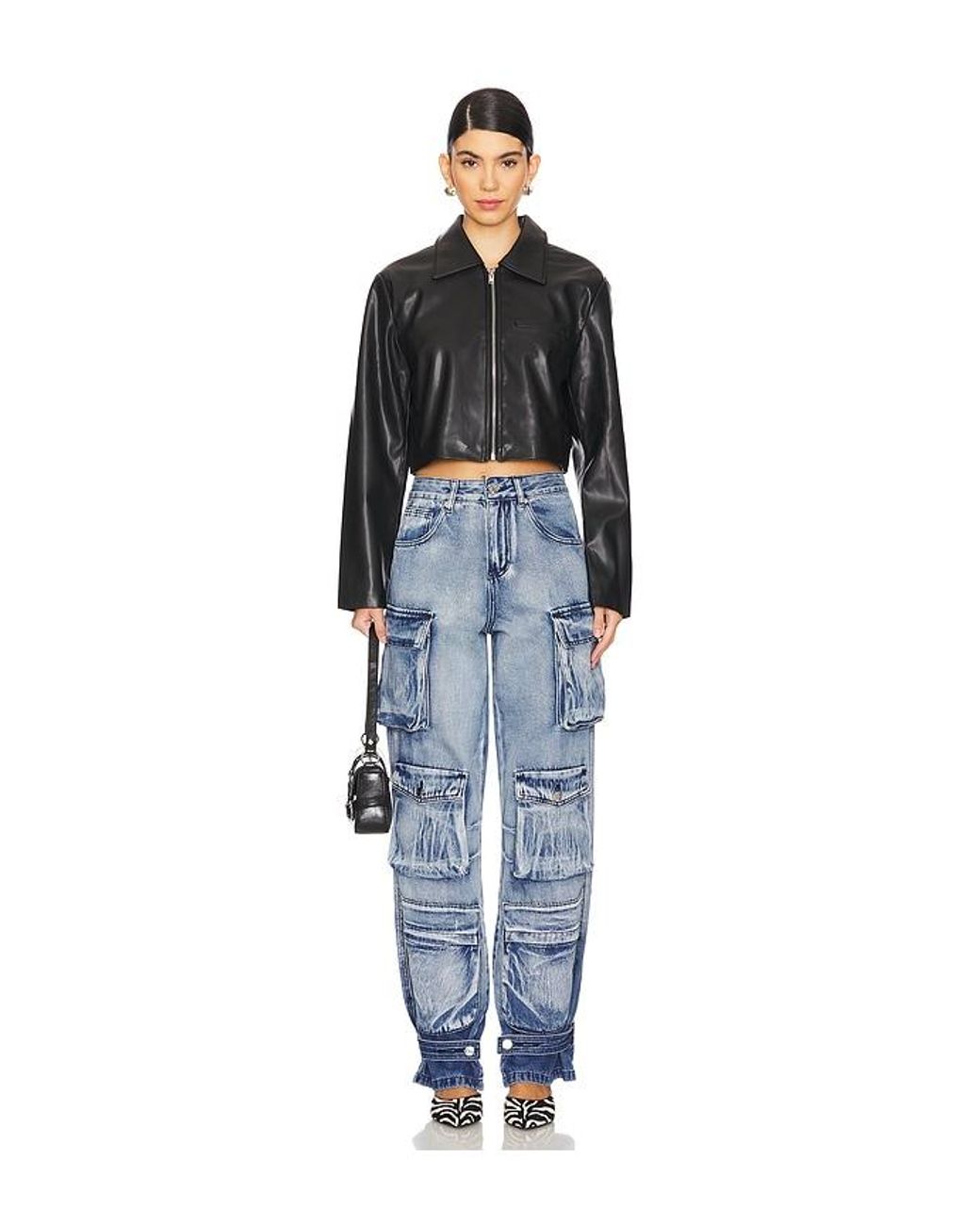 superdown Black X Emily Gemma Gabriella Faux Leather Jacket