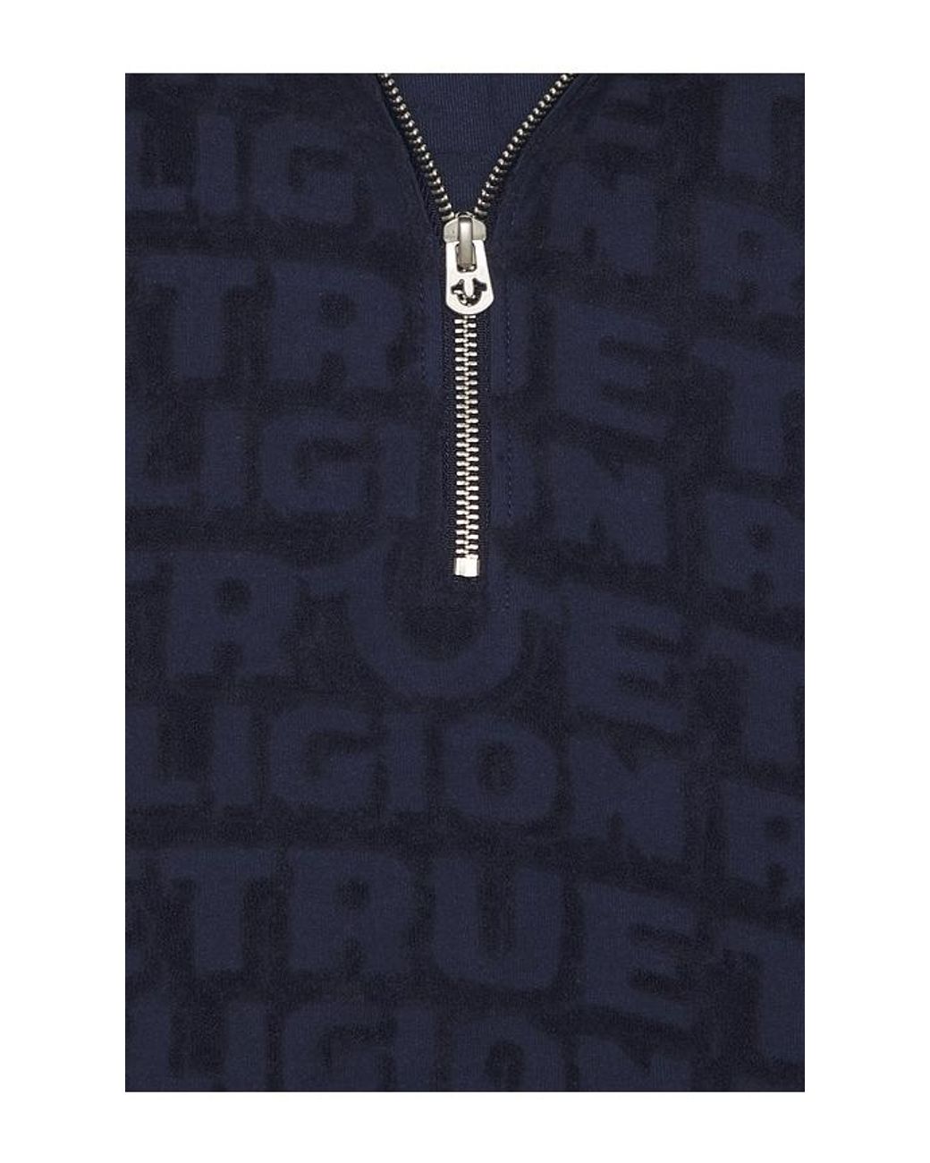 True Religion Blue Logo Terry Knit Zip Polo for men