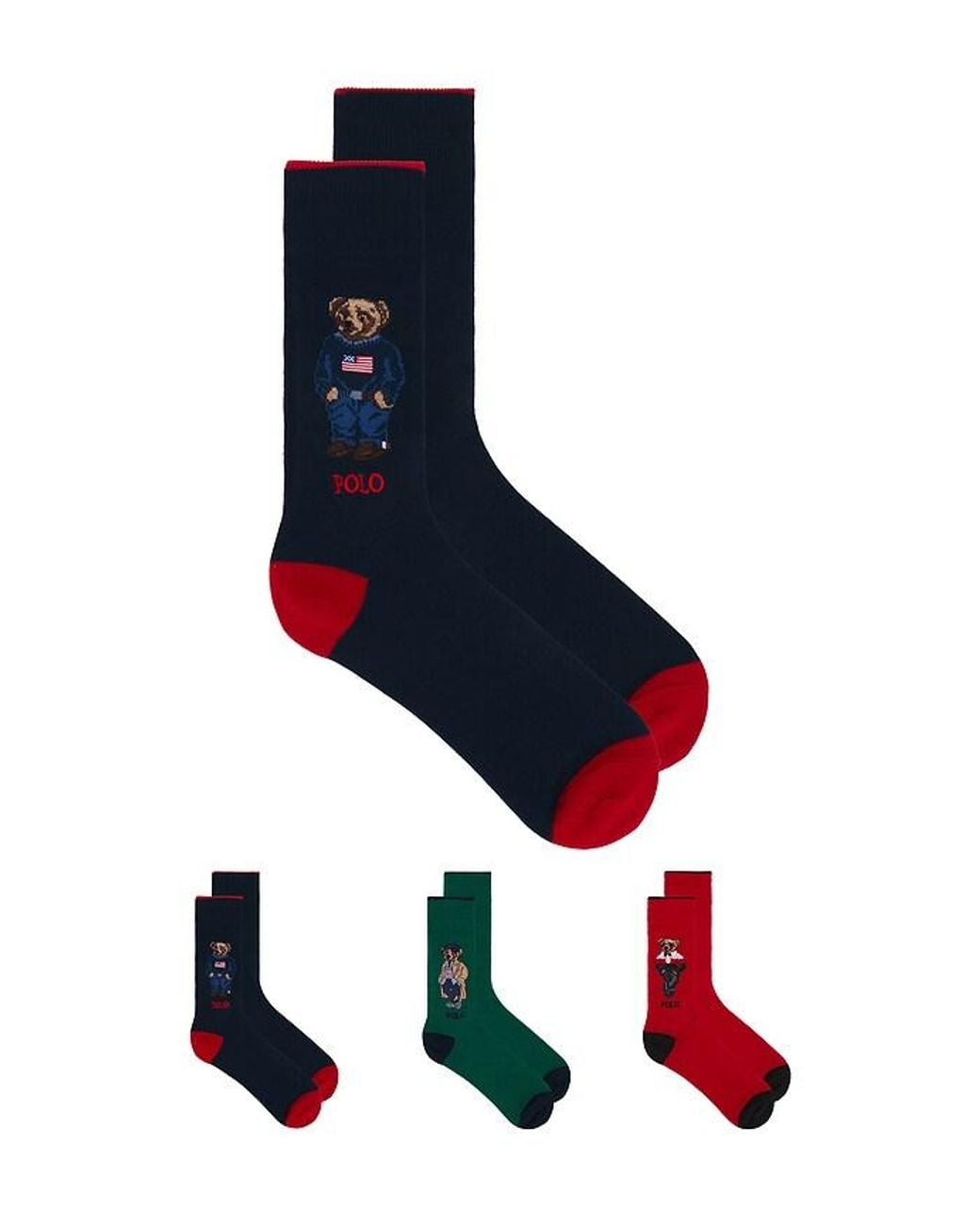 Polo Ralph Lauren Blue Seasonal Bears Slack Socks 3-Pack Giftbox for men