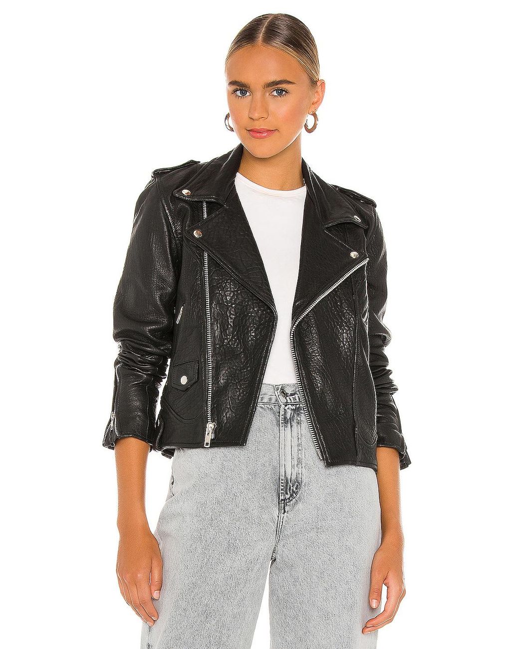 Urban Outfitters Leather Cropped Slick Jacket in Black - Lyst