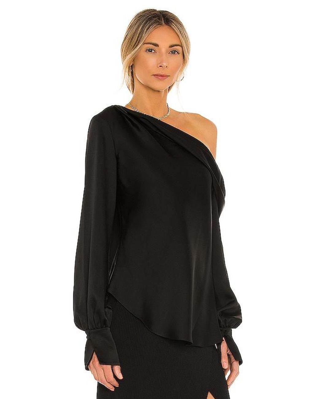 Jonathan Simkhai Black Alice One Shoulder Top