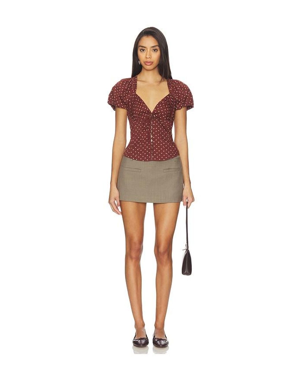 Free People Brown Summer Printed Blouse