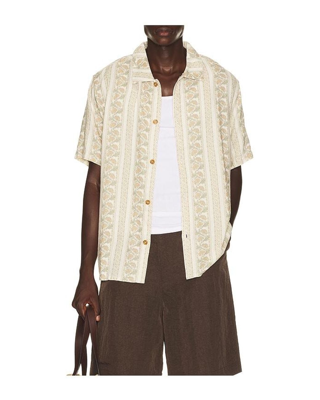 Rhythm Natural Paisley Stripe Shirt for men
