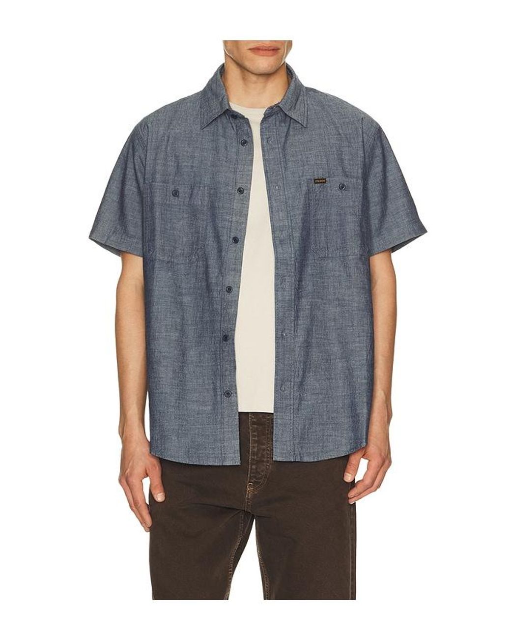 Filson Blue Embroidered Chambray Shirt for men