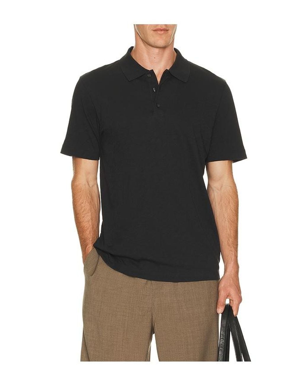 Theory Black Bron Cotton Polo for men