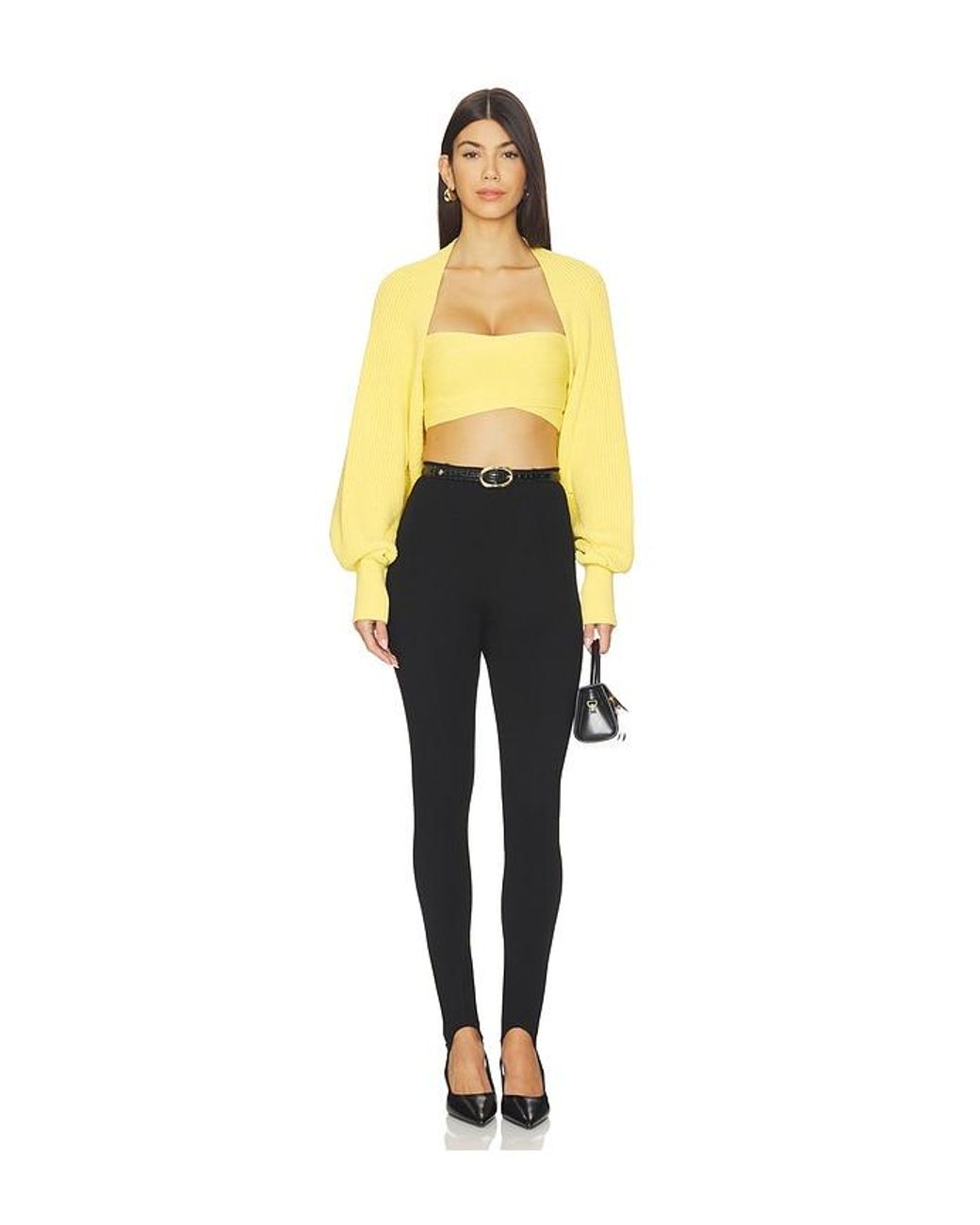Balmain Yellow Ribbed Knit Bolero Cardigan