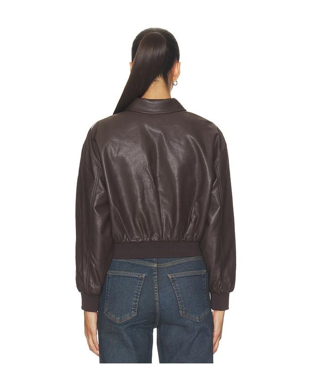 GOOD AMERICAN Black The Better Than Leather Cropped Jacket