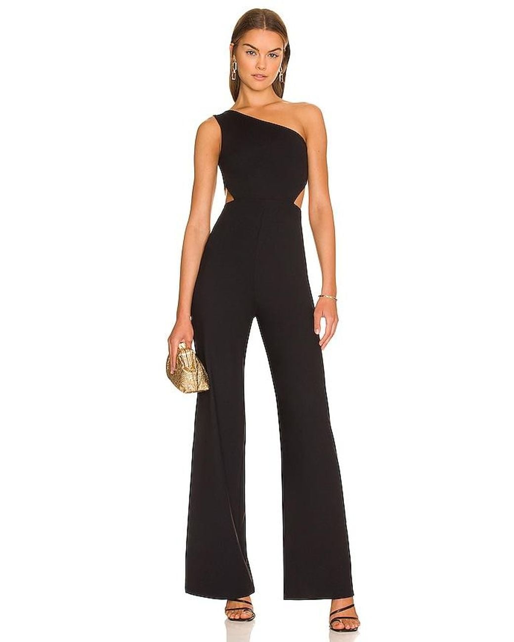 Susana Monaco Black X Revolve Asymmetrical Cut Out Jumpsuit