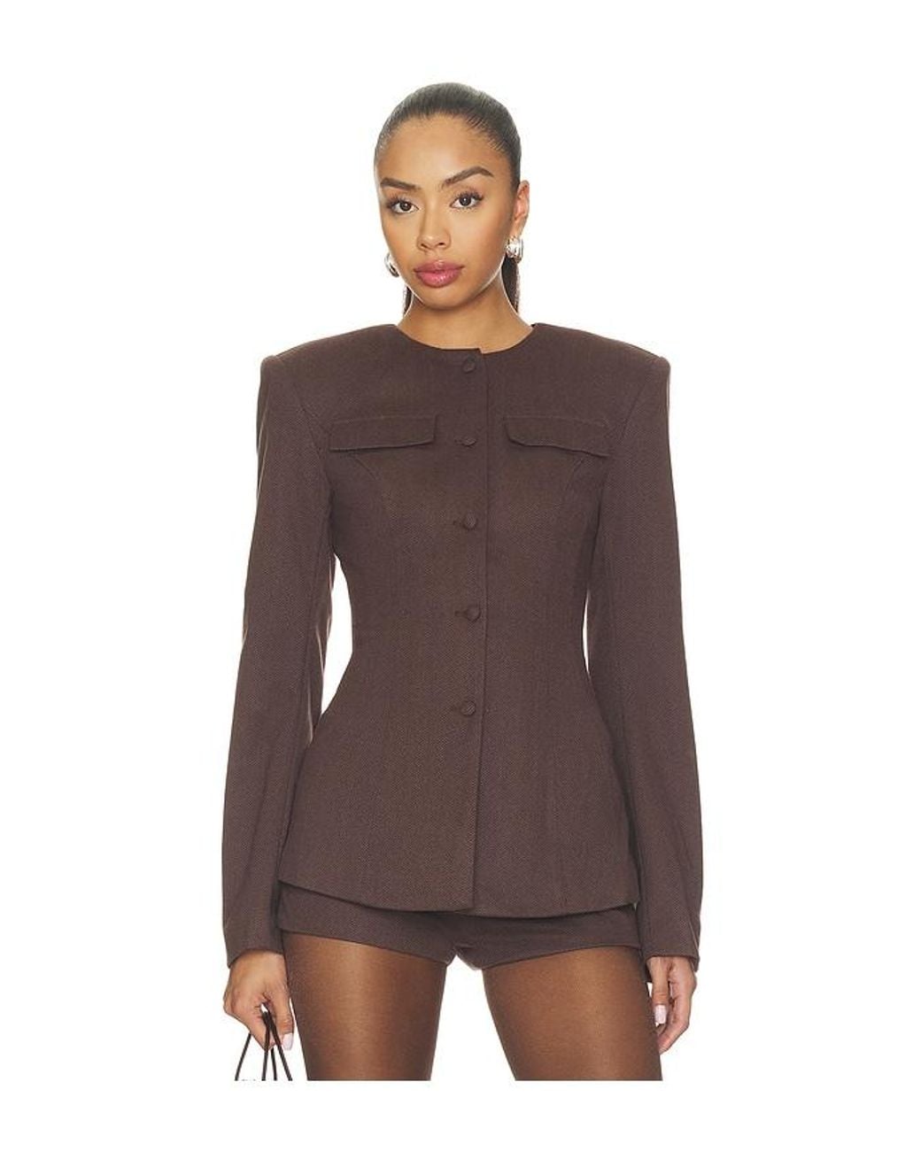 ALL THE WAYS Brown Trina Collarless Blazer