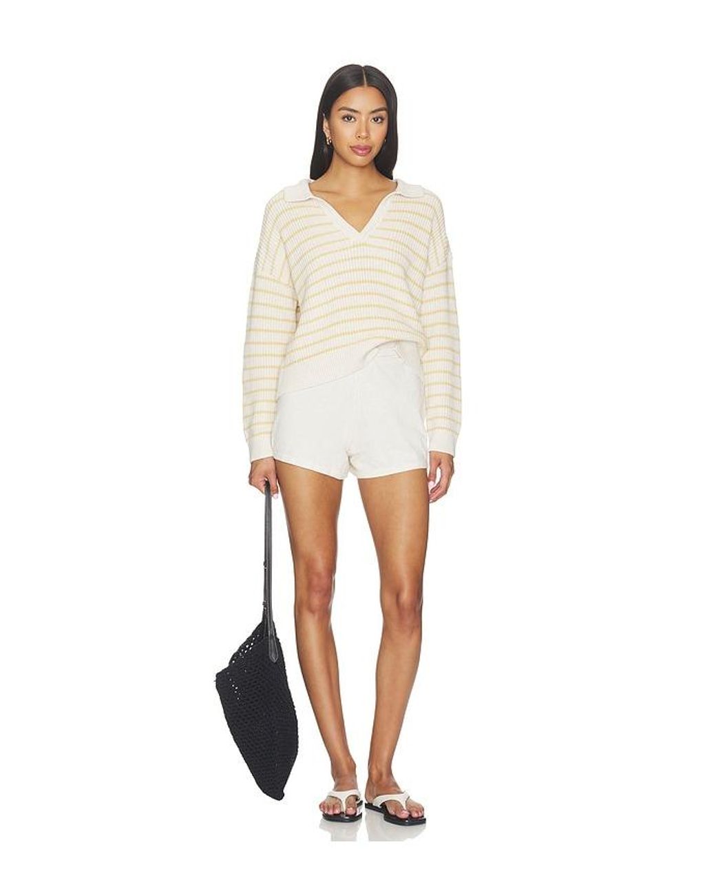 Eberjey White Fine Gauge Polo Top