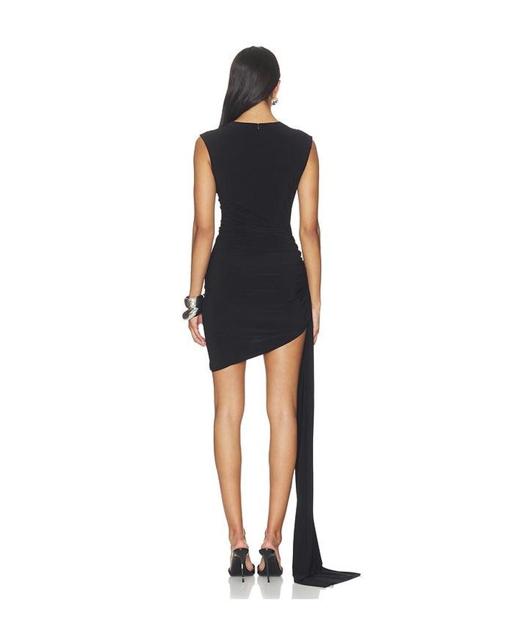 Norma Kamali Black Sleeveless Side Drape Mini Dress With Bow