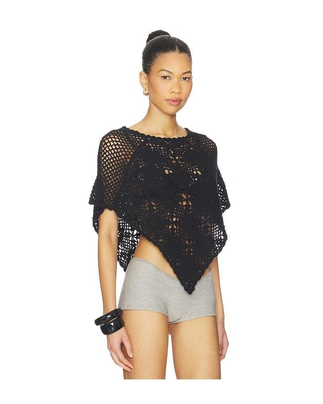 Frankie's Bikinis Black Sophie Crochet Poncho