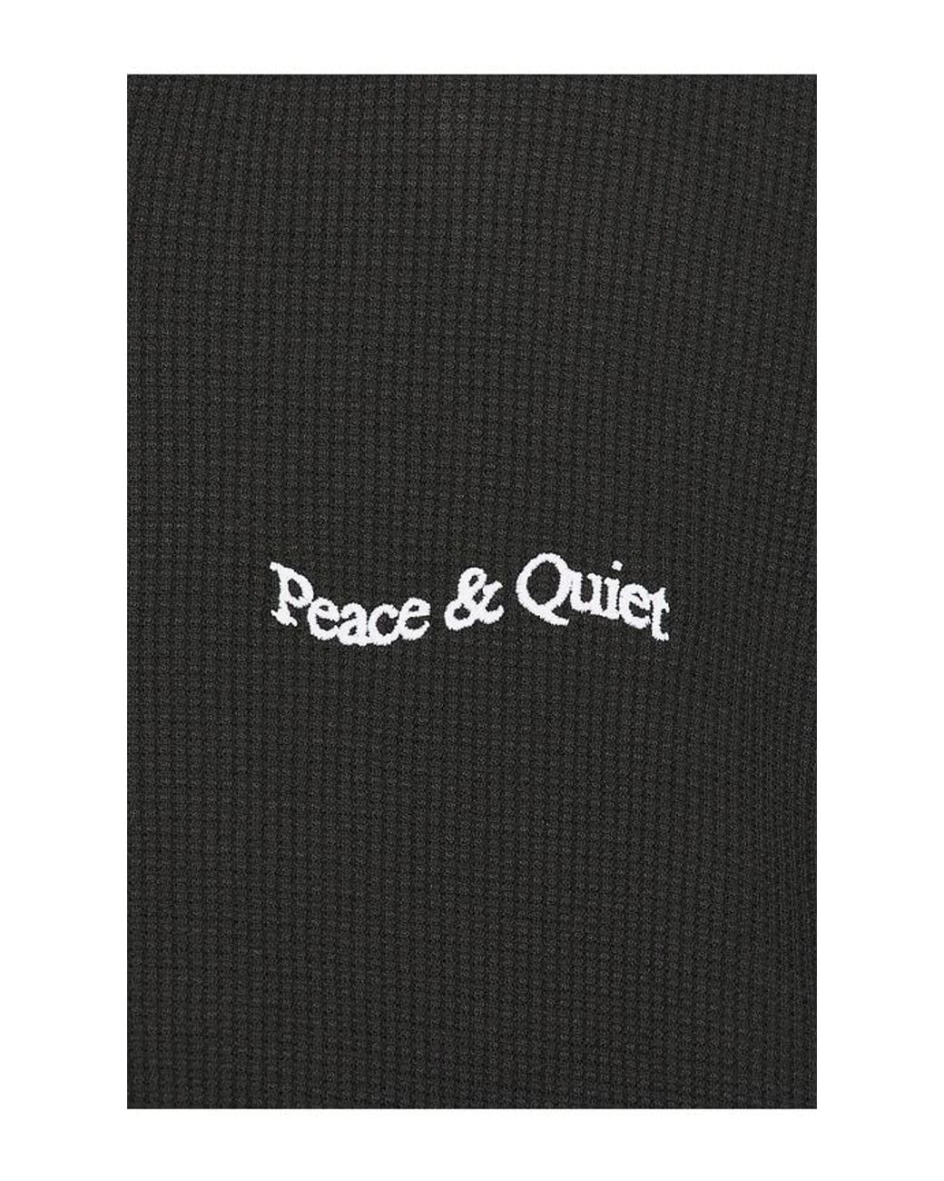 Museum of Peace & Quiet Black Wordmark Waffle Hoodie for men