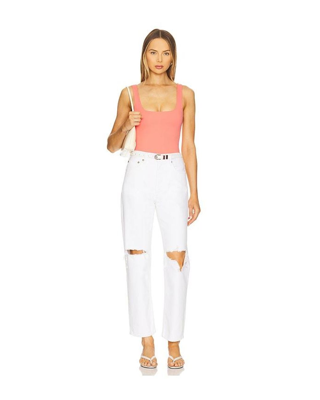GOOD AMERICAN White Sculpting Modern Tank Bodysuit
