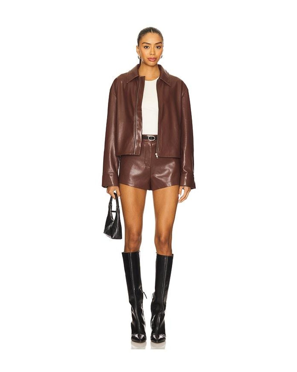 House of Harlow 1960 Brown X Revolve Rapha Faux Leather Jacket