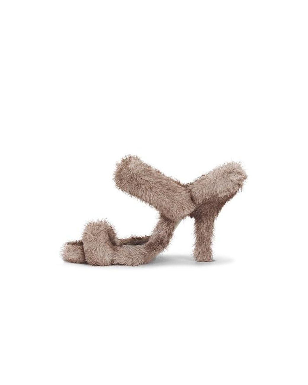 Alexander Wang Gray Paloma 105Mm Faux Fur Toe Ring Sandal