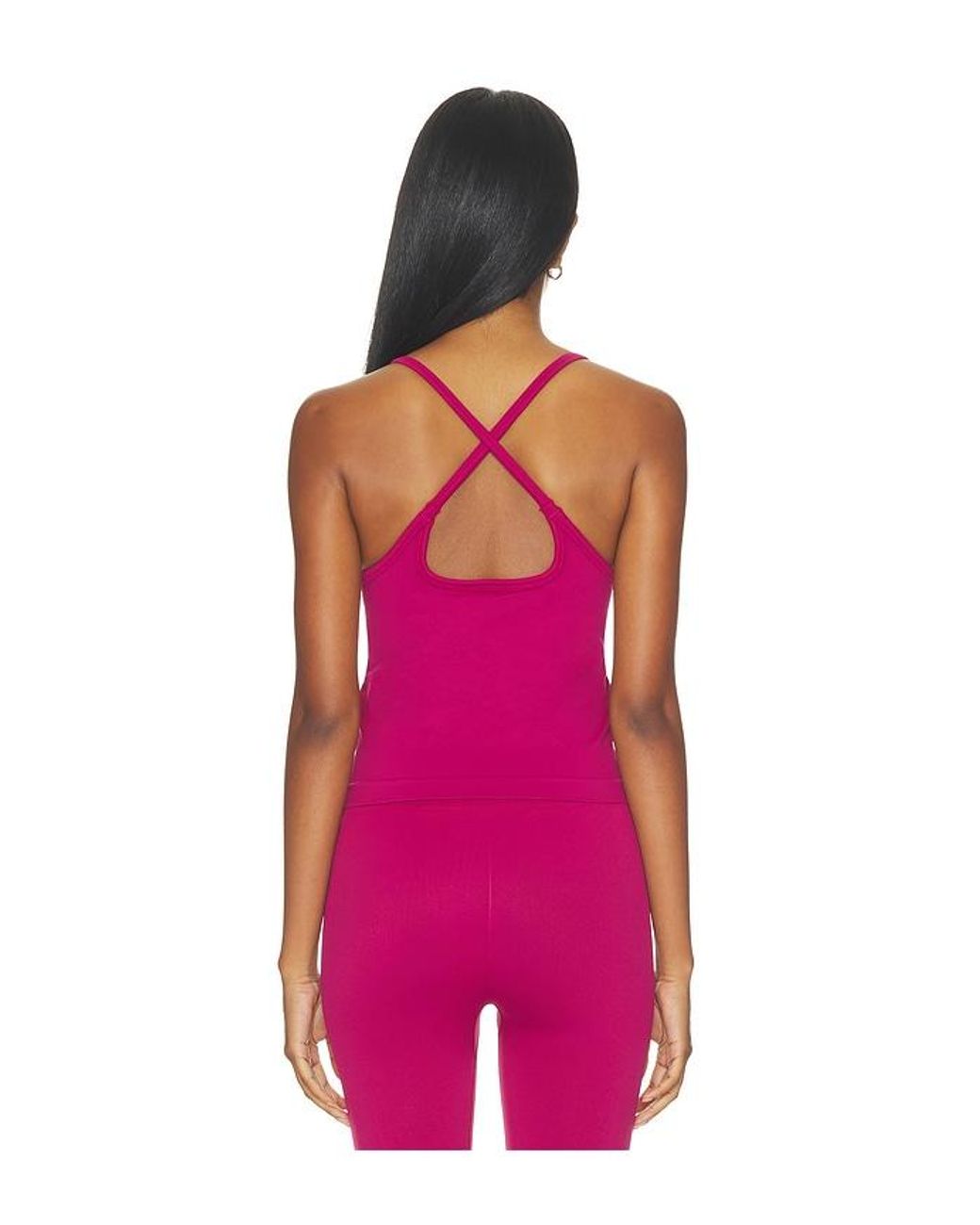ADANOLA Pink Classic Seamless Cross Back Tank Top
