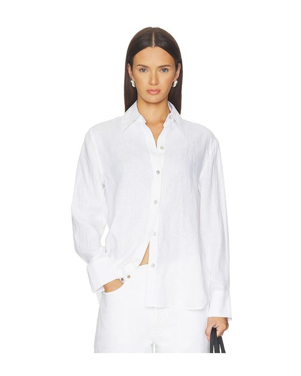 Vince White Relaxed Long Sleeve Button Down