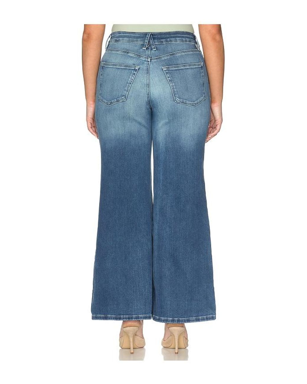 GOOD AMERICAN Blue Soft Tech High Palazzo Ankle Jeans