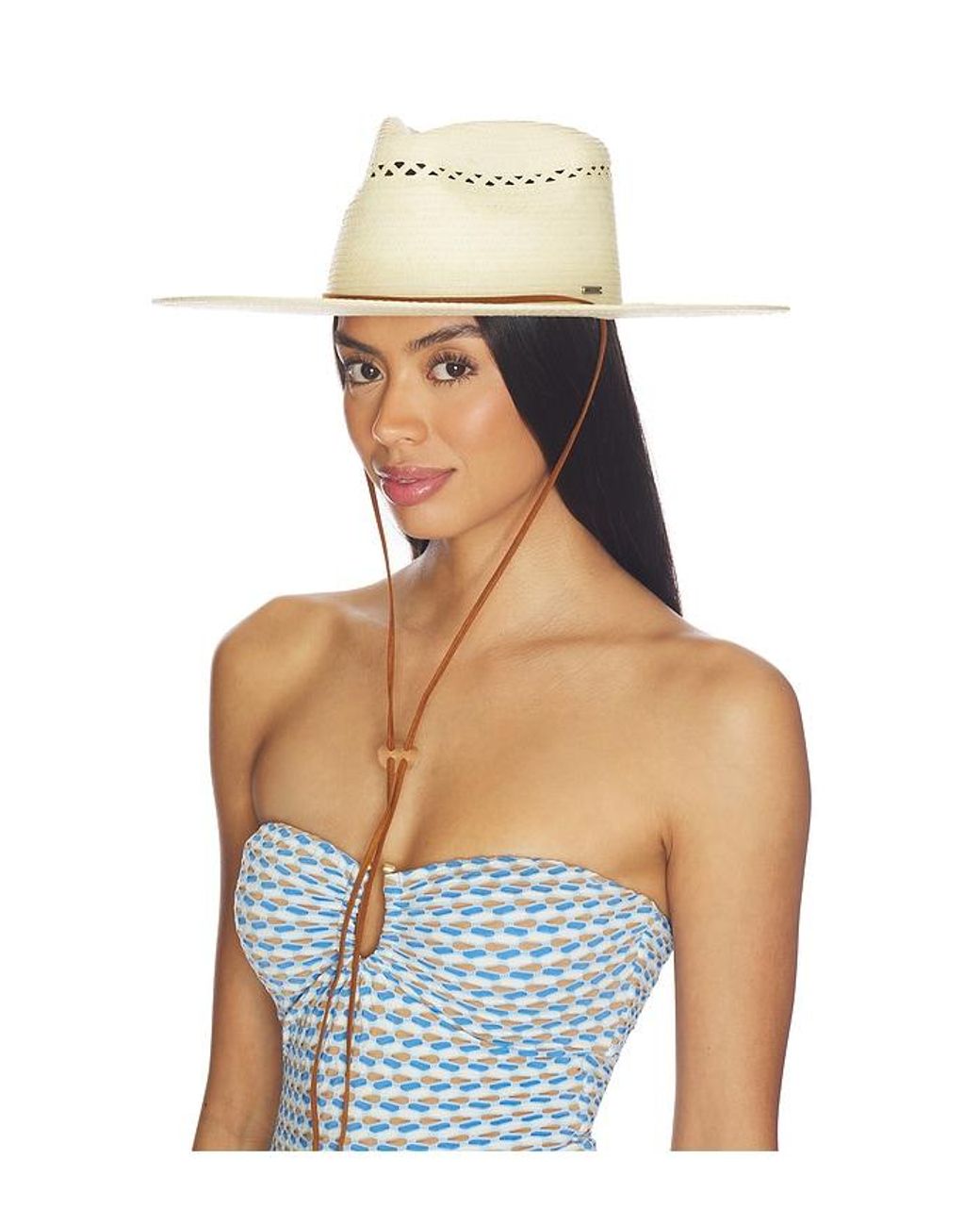 Brixton Blue Beck Straw Rancher Hat