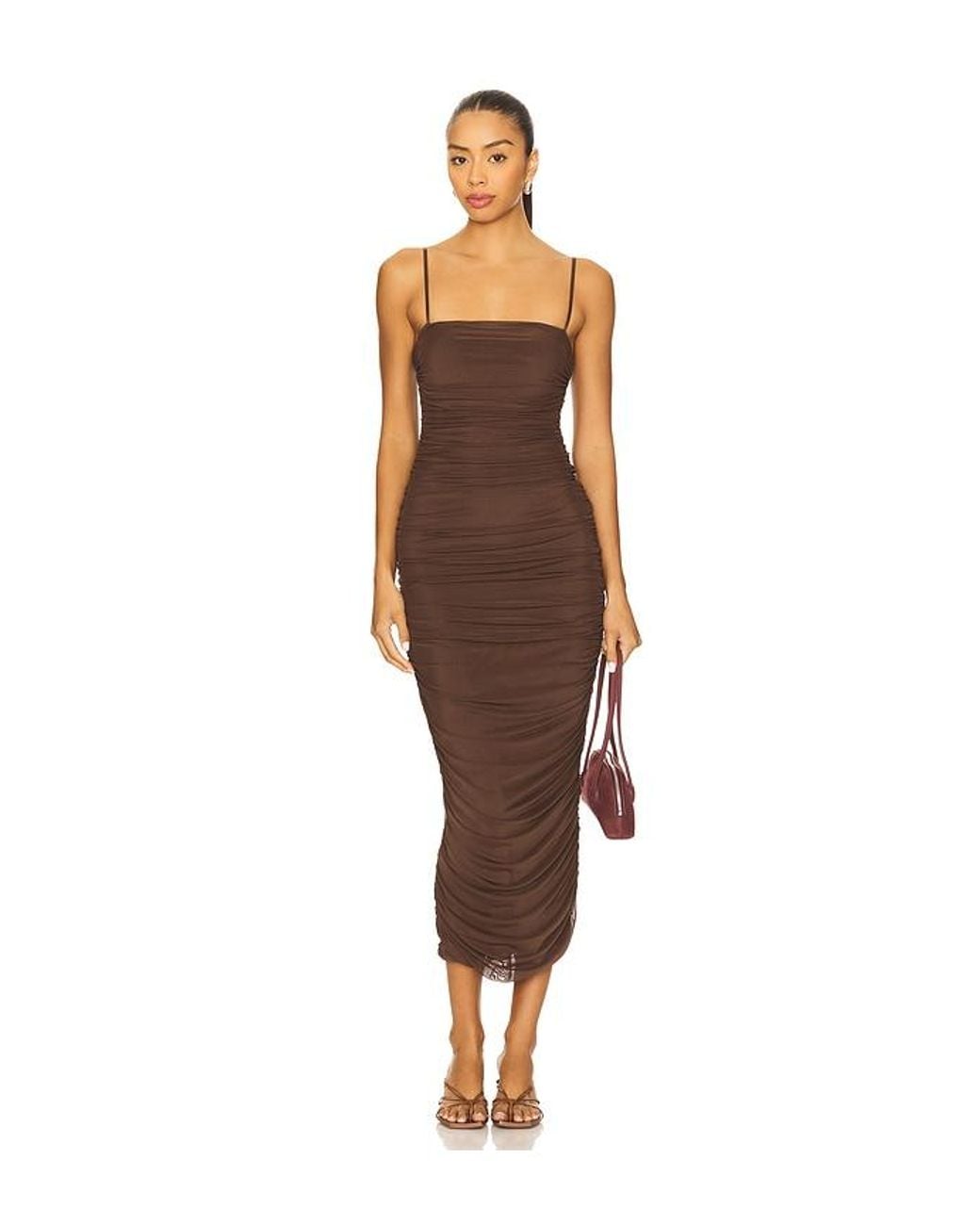 AFRM Brown Hazel Midi Dress