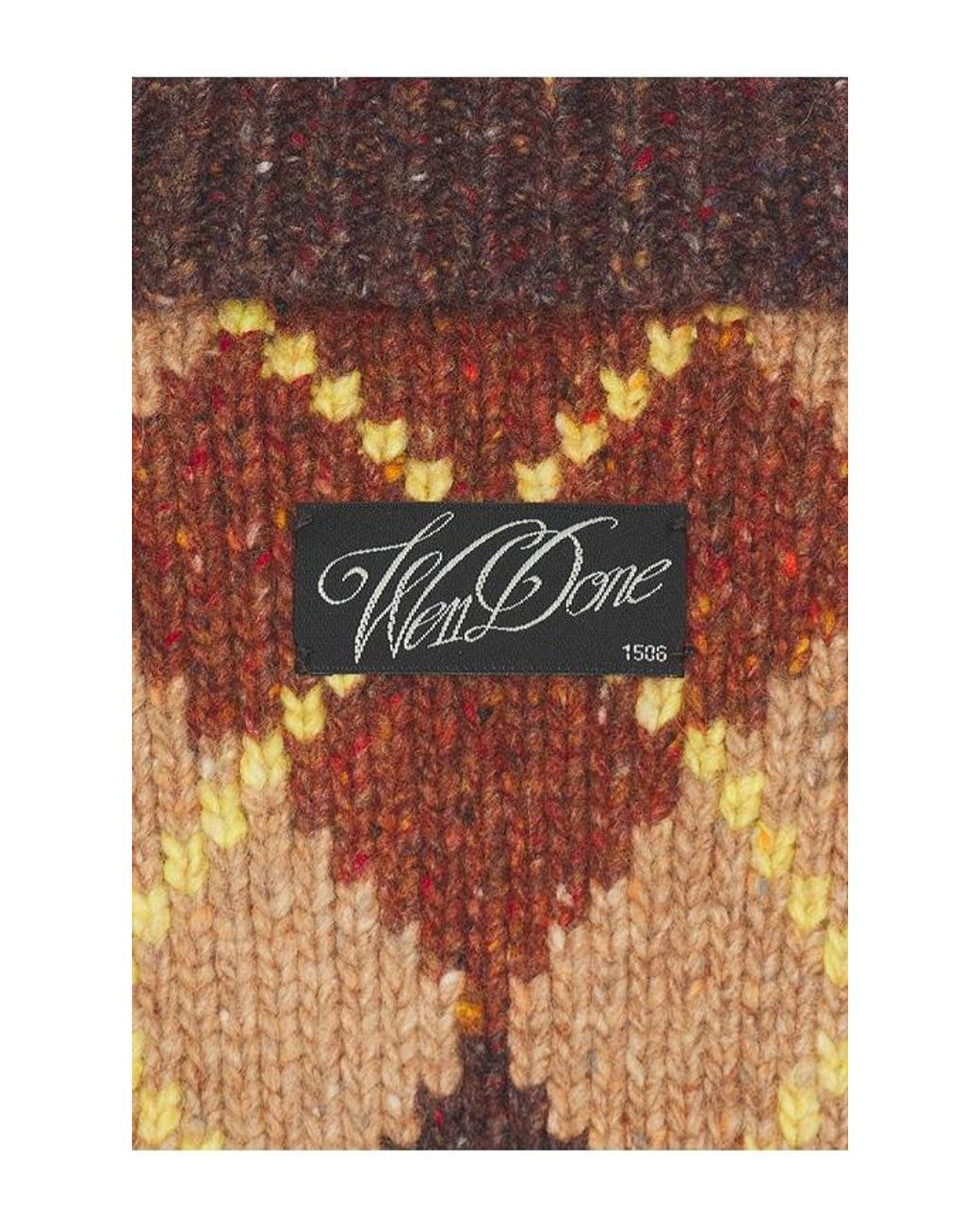we11done Brown Knit Argyle Intarsia Cardigan
