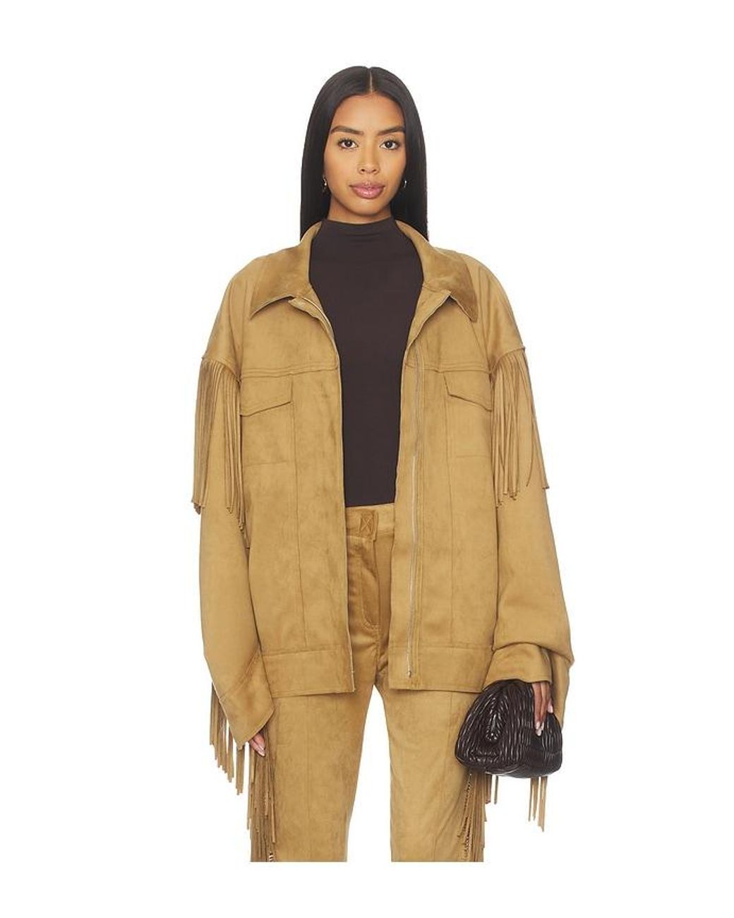 Norma Kamali Yellow Fringe Oversized Jean Jacket