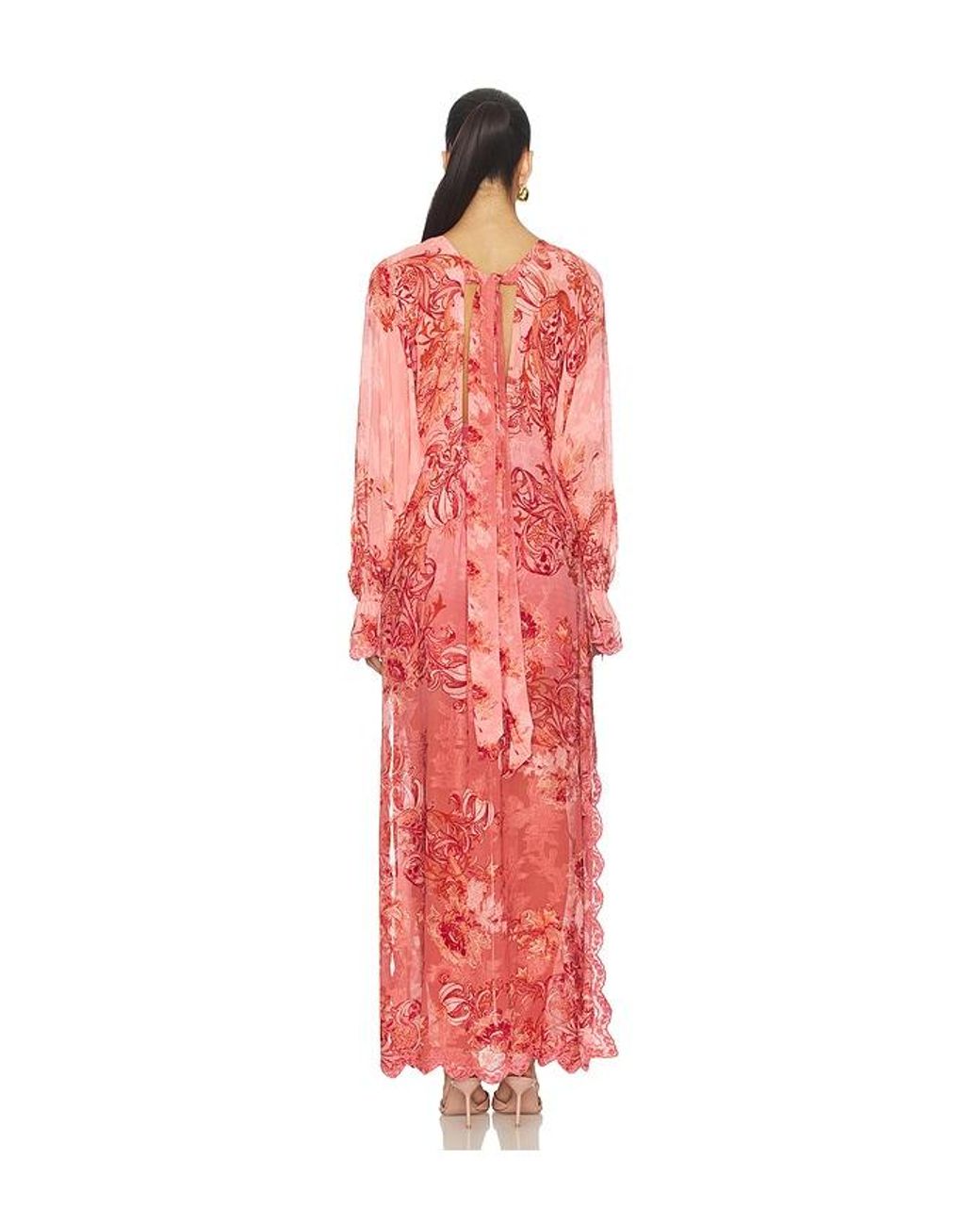Hemant & Nandita Red Kaftan Maxi Dress With Printed Slip