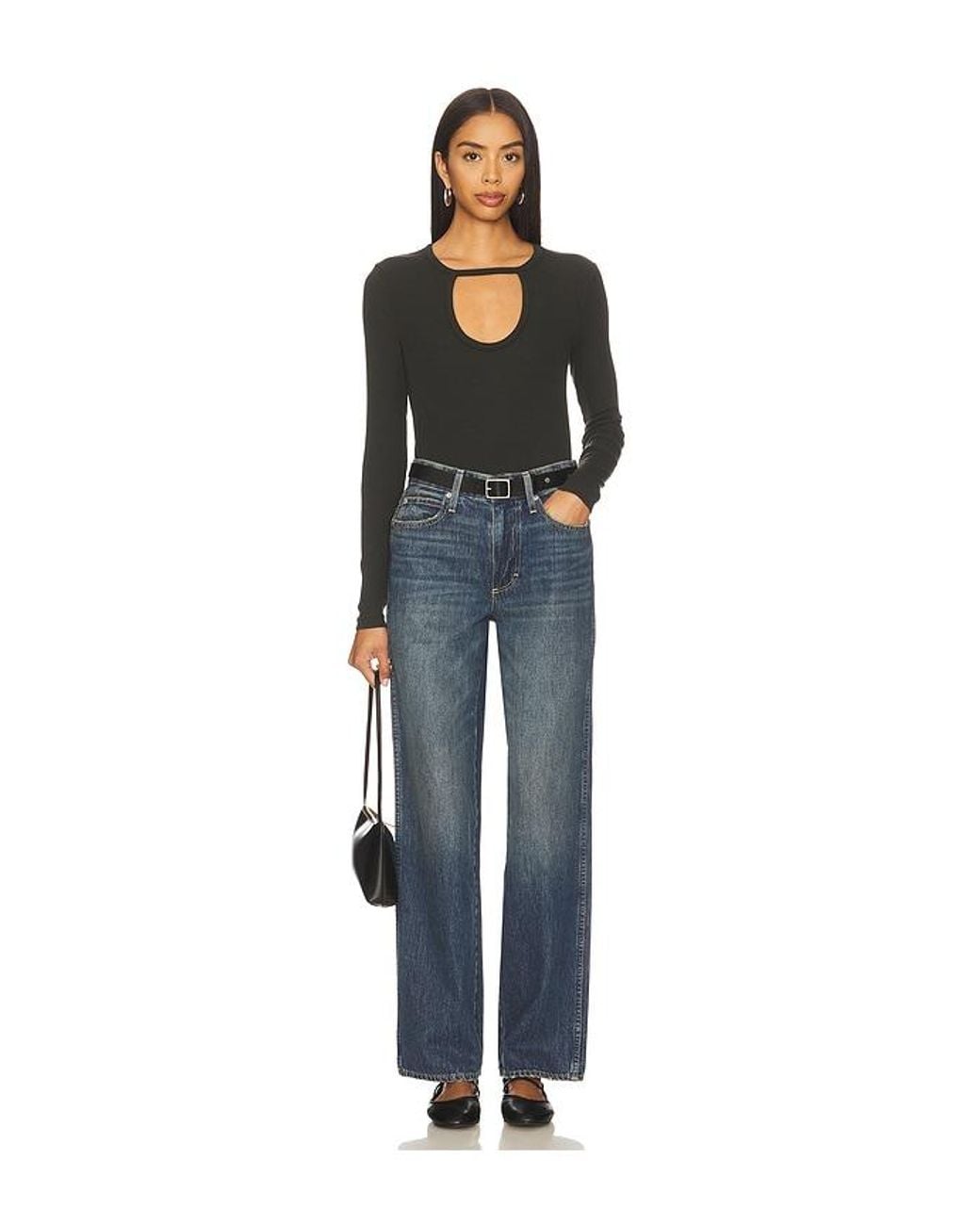 Bobi Black Front Keyhole Tee