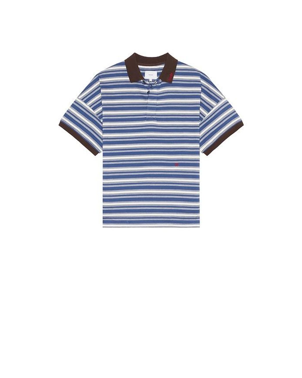 Rhude Blue Fontaine Striped Short Sleeve Polo Shirt for men