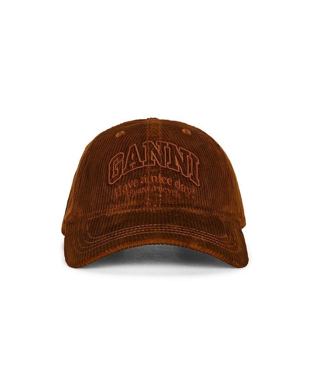 Ganni Brown Corduroy Cap
