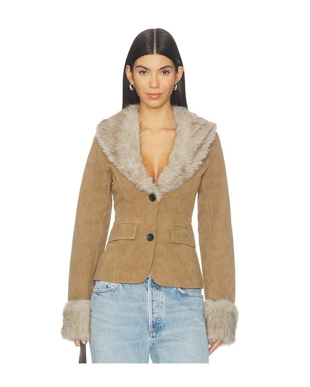 MORE TO COME Blue Johnson Faux Fur Jacket