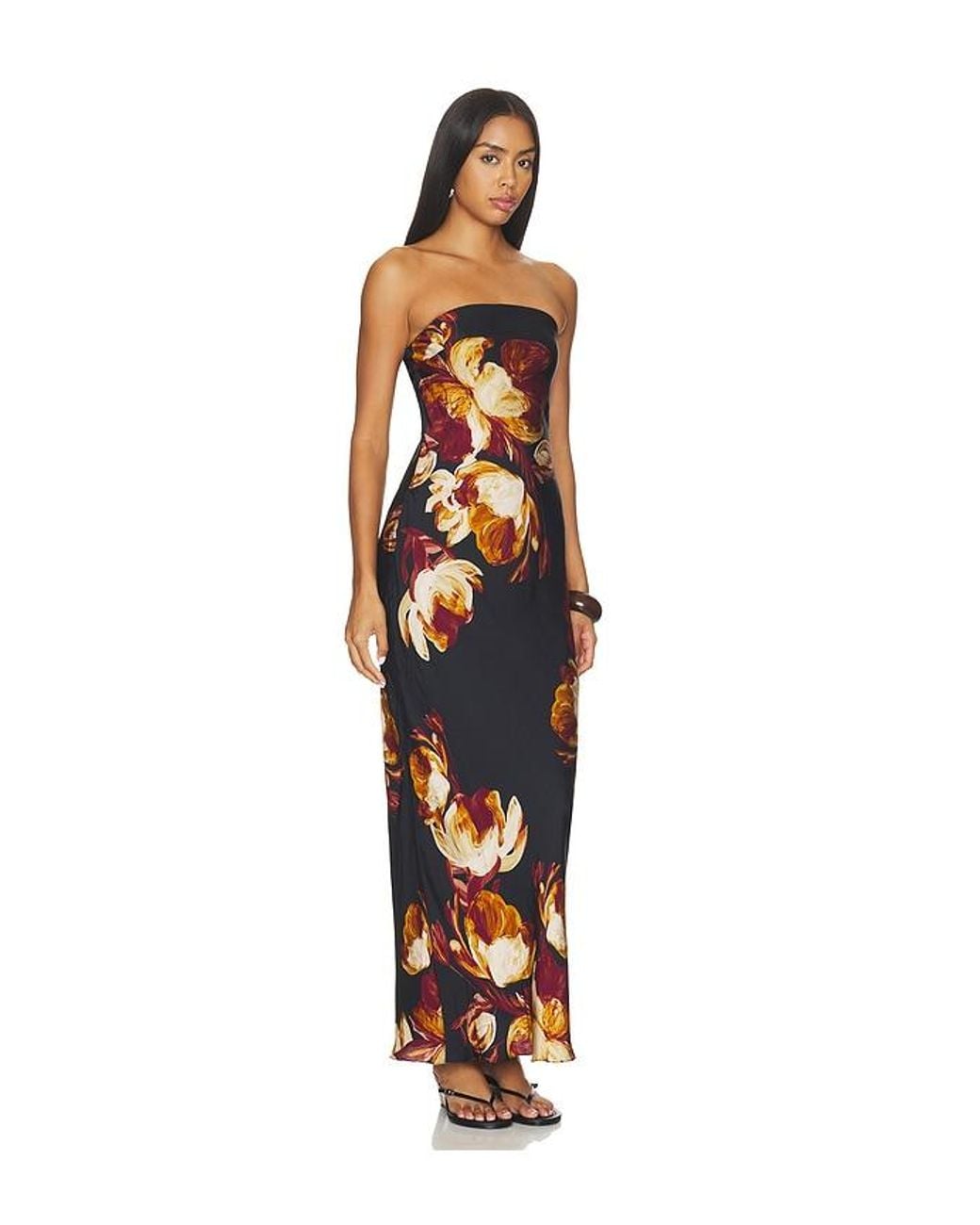 Rococo Sand Black Strapless Maxi Dress
