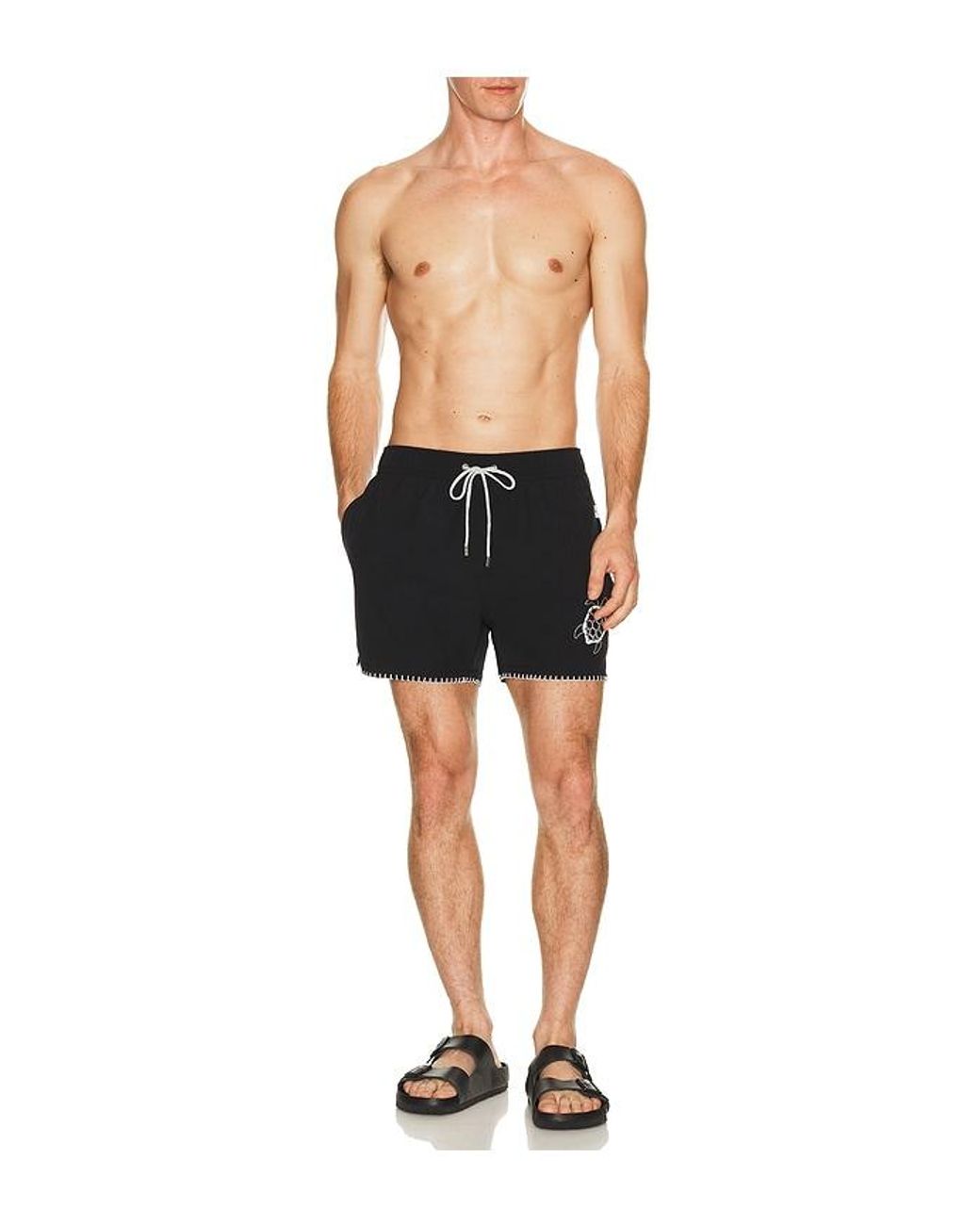Vintage Summer Black Embroidered Shortie Volley for men