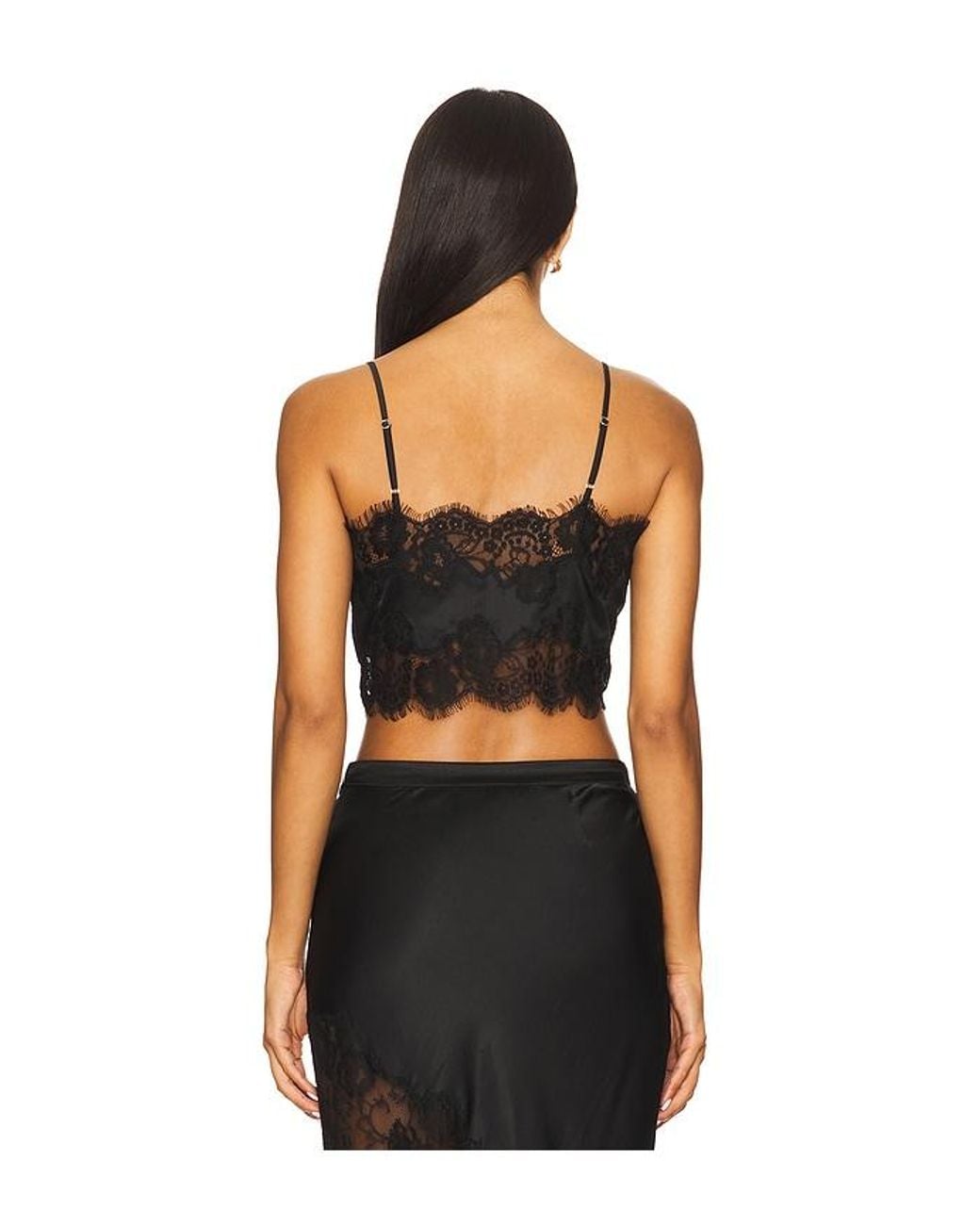 Fleur du Mal Black Silk And Lace Bandeau Top