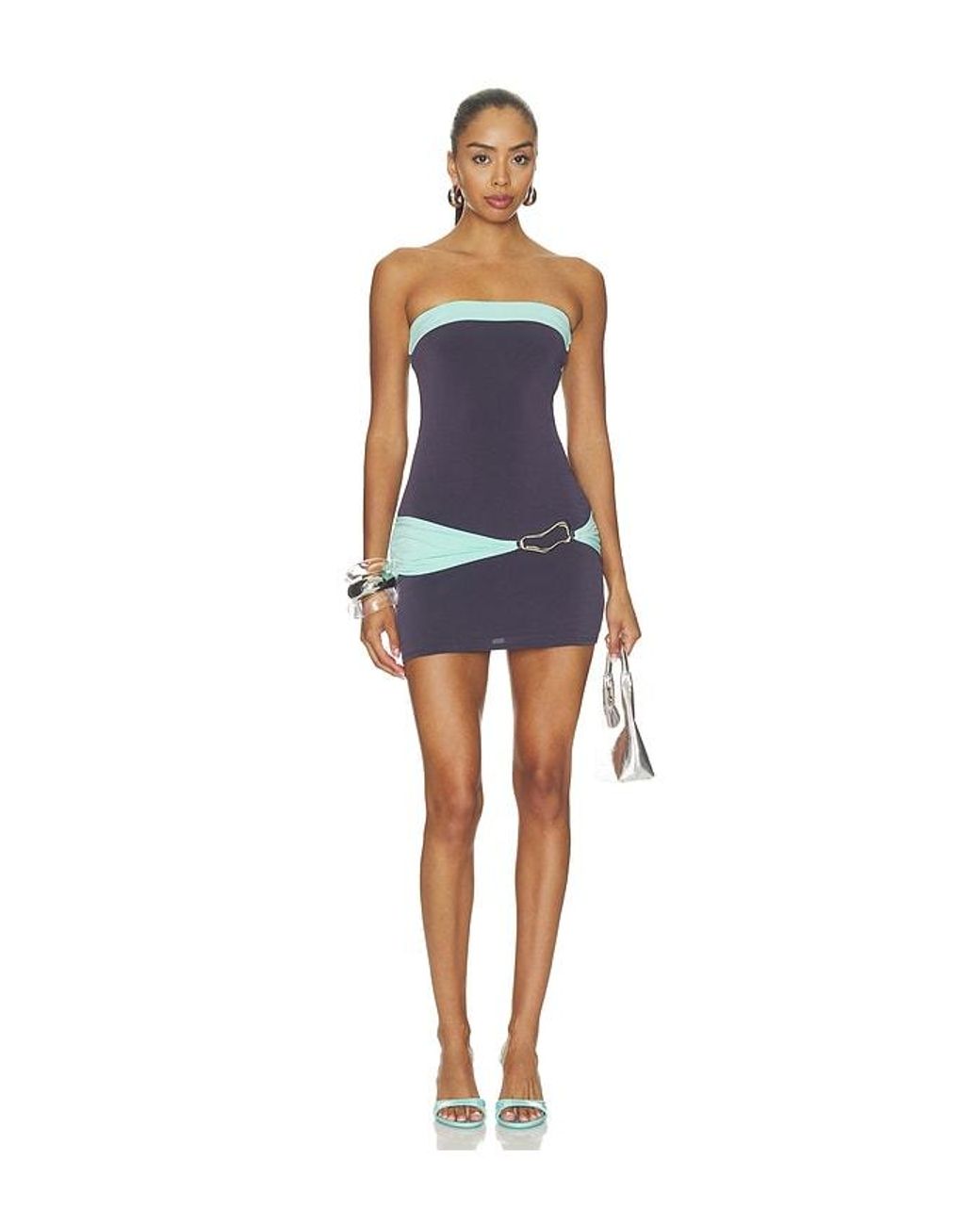 Tiger Mist Blue Eos Color Blocked Mini Dress