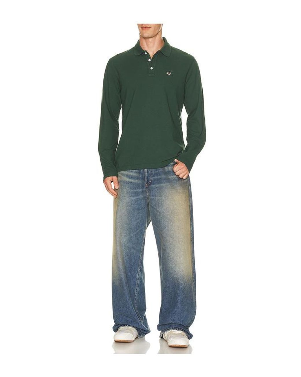 Edmmond Studios Green Duck Polo Long Sleeve Shirt for men