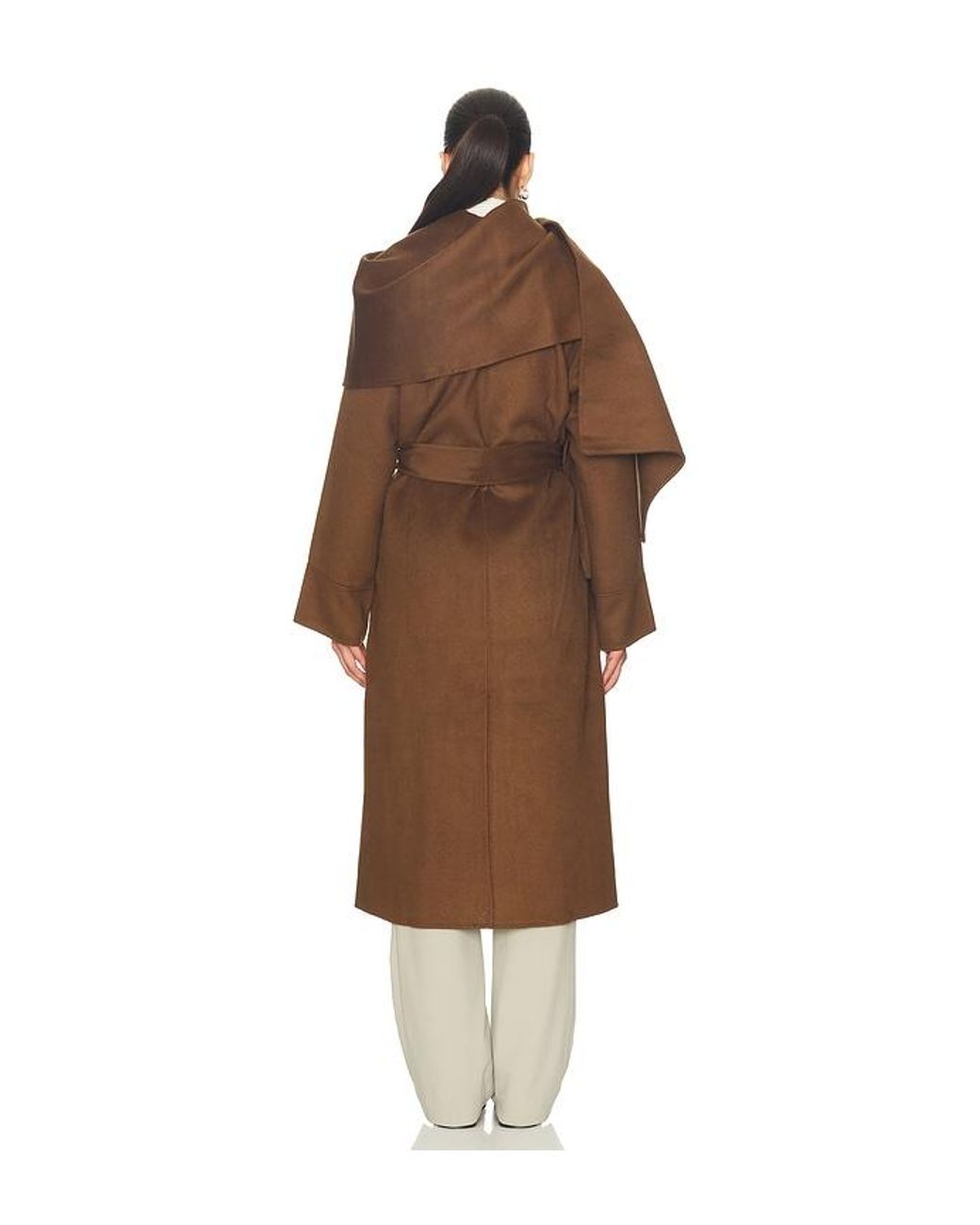 Nicholas Brown Candice Scarf Double Wool Long Coat
